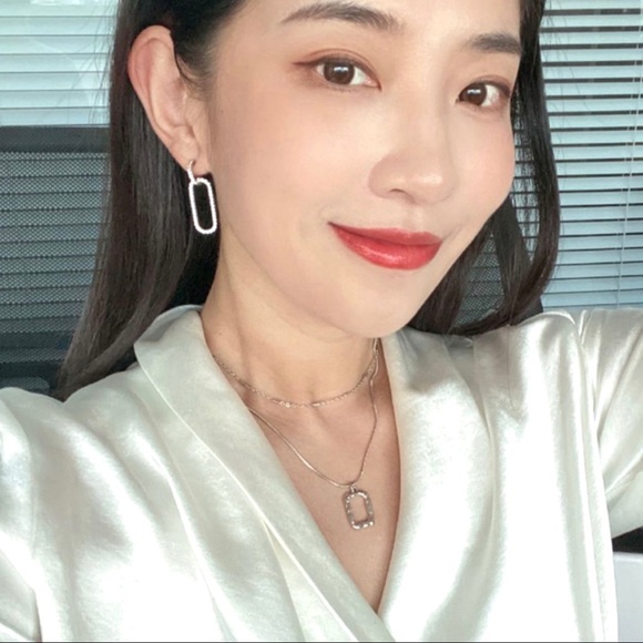 ⚡️2-Piece Stacked Square Pendant Necklace - Silver - Picture 6 of 10